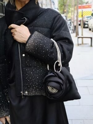 Bolso satén flor strass