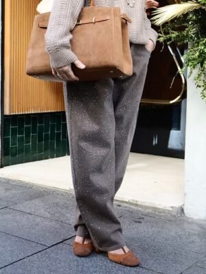 Jeans strass balloon moka